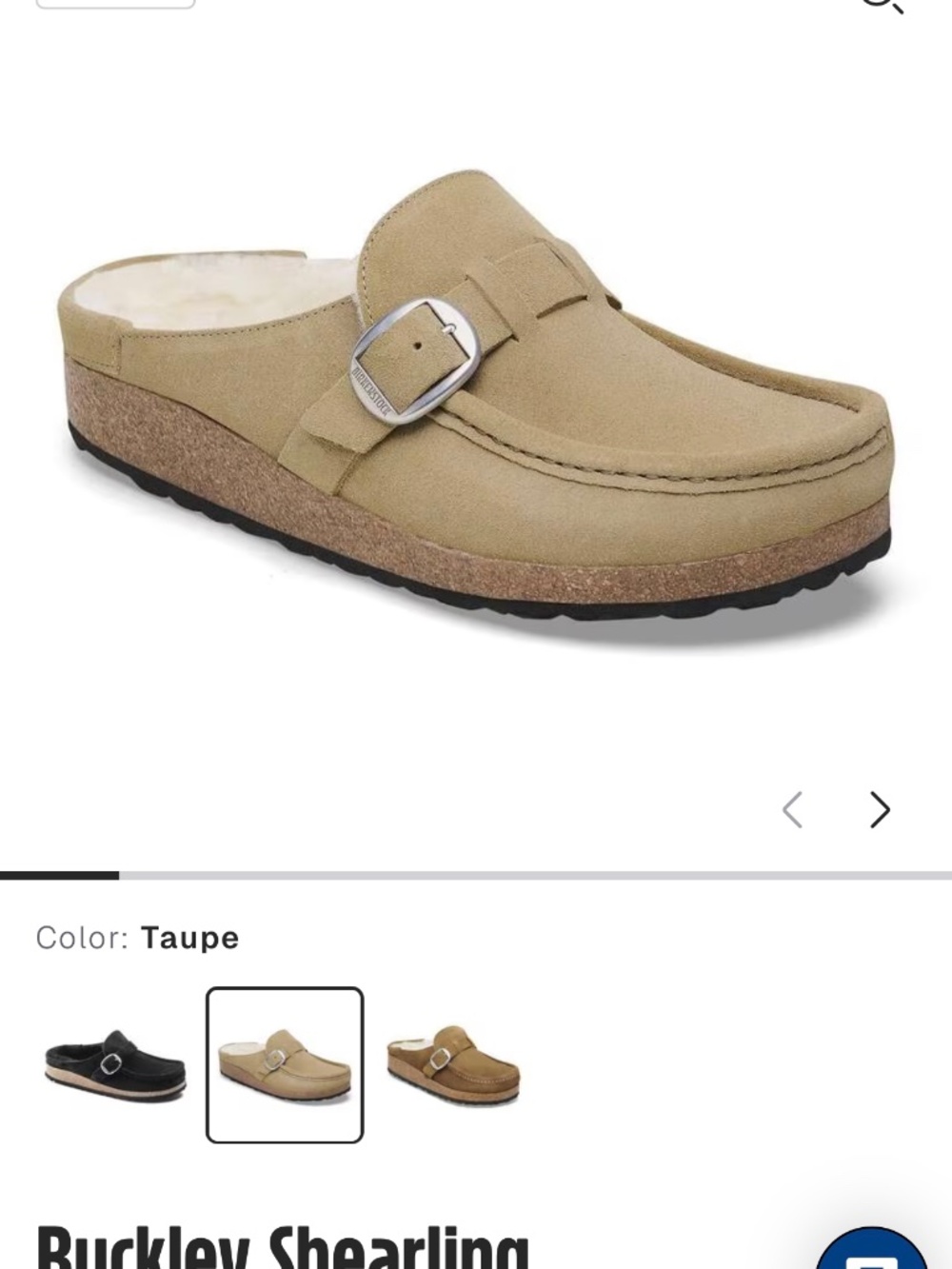 Birkenstock Buckley shearling clog Grey, silver buckle, EU 41 US 10-10.5 - Picture 10 of 11